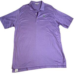 Peter Millar Men's Polo Shirt XL 100% Cotton Purple Golf PCG Crest Embroidered S